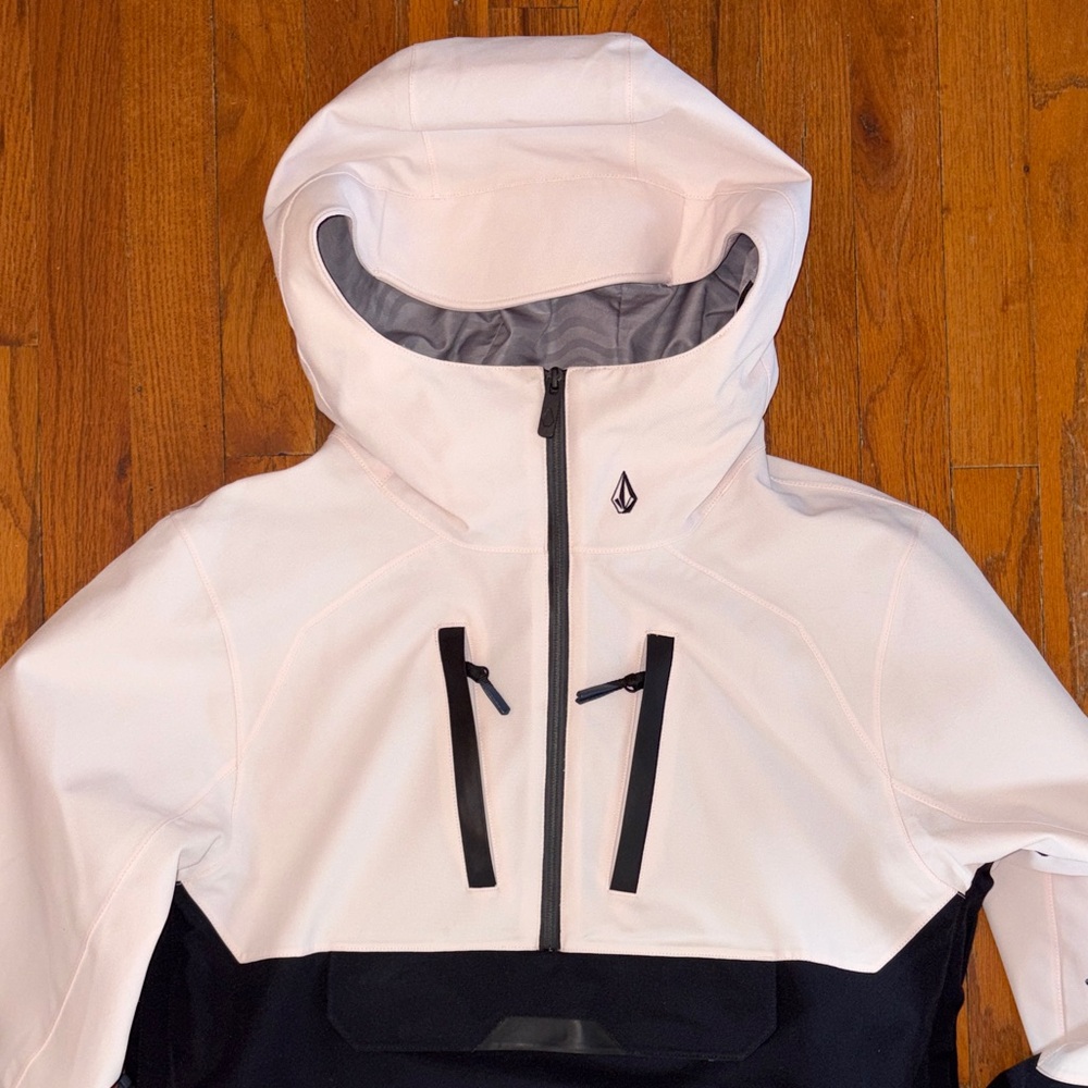 Volcom Men's Brighton Pullover Anorak Hooded Jacket in Pink/Black - Picture 3 of 14